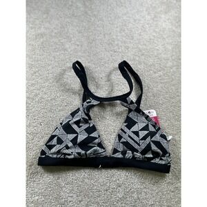 Hula Honey Women's Black White Triangle Bikini Top‎ Size M Nylon
